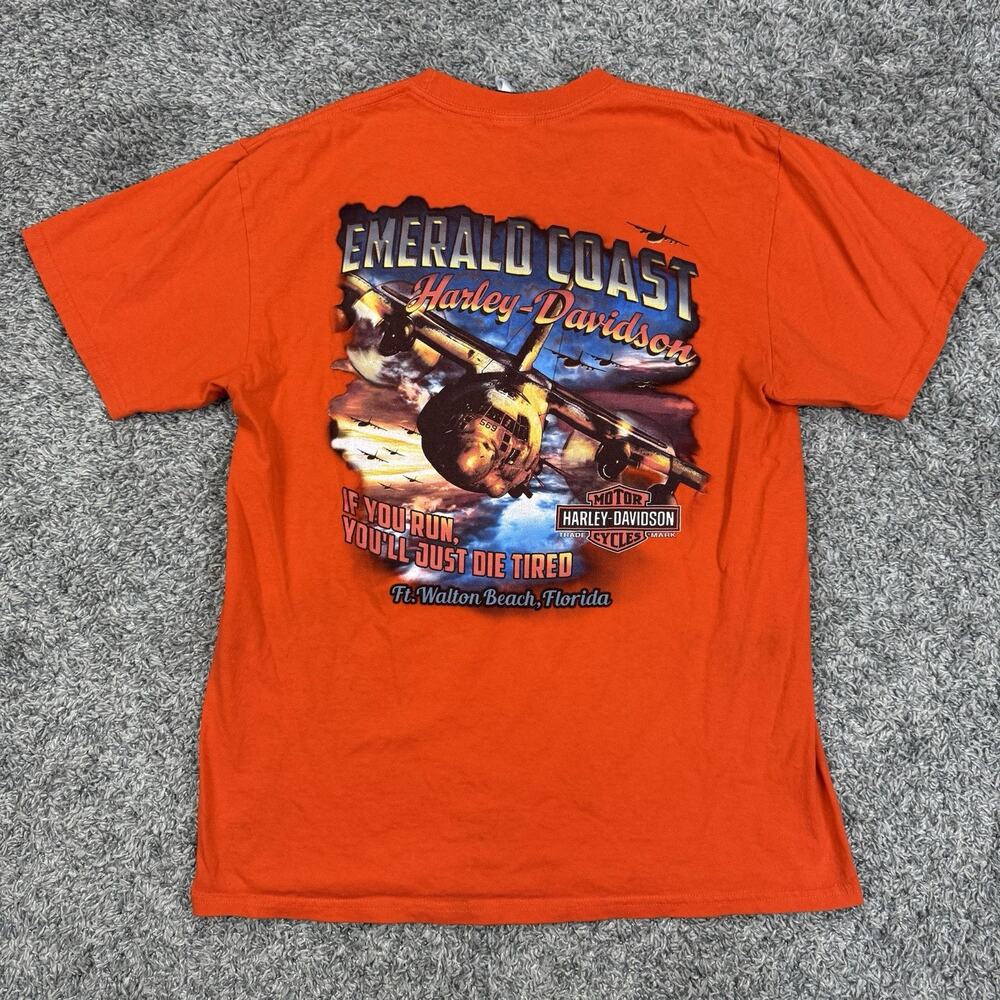 Emerald Coast Harley Davidson Fort Walton Beach Ac-130j Gunship USAF T-shirt L